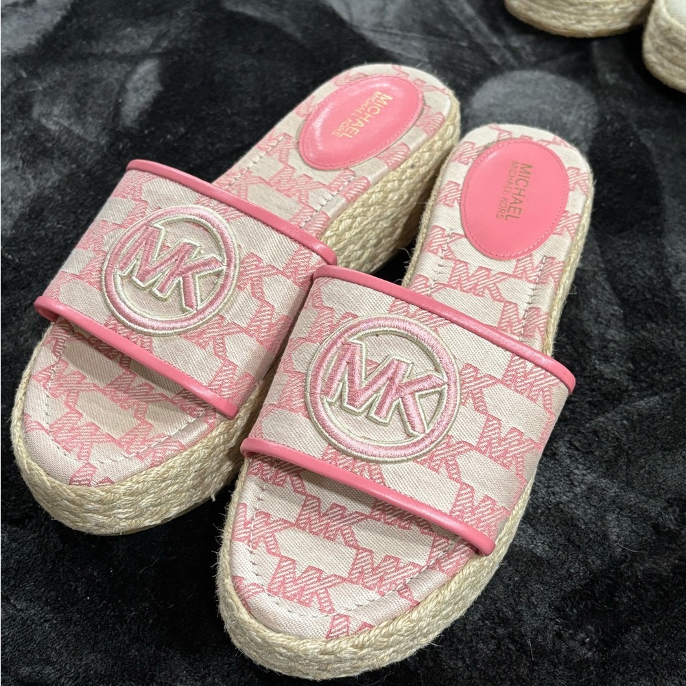 Michael Kors Pink Espadrille Slides